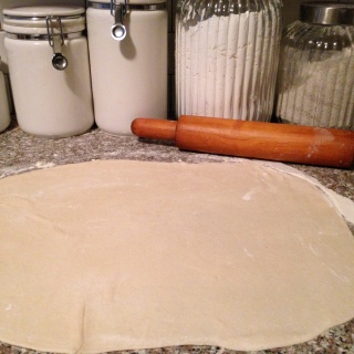 Dough rolled out thin
